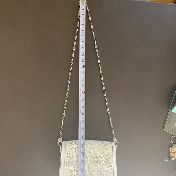 Michael Kors Clutch Crossbody Bag Purse Jade Medium Gusset Embroidered Leather - Picture 15 of 16